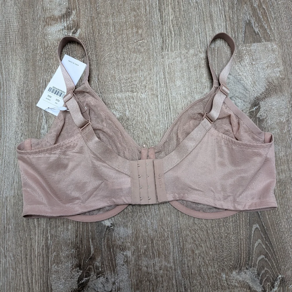 NWT HSIA Pink Lace Minimizer Full Coverage Underwire Bra Size 42G